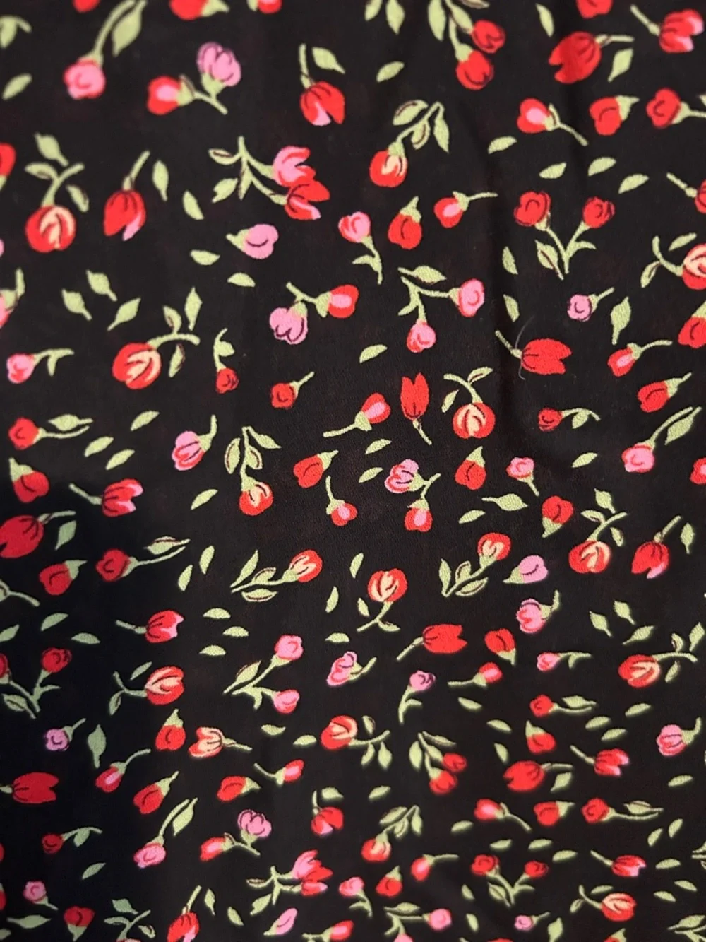 Black Floral Short Sleeve Blouse - Picture 5 of 5